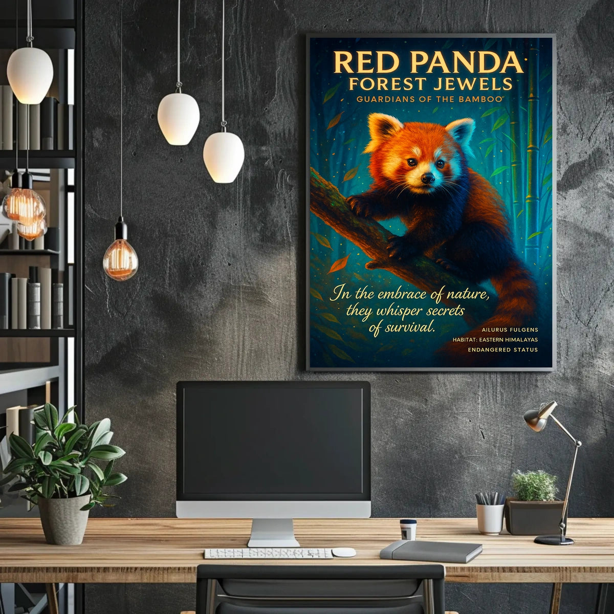 Red Panda Forest Jewels Poster