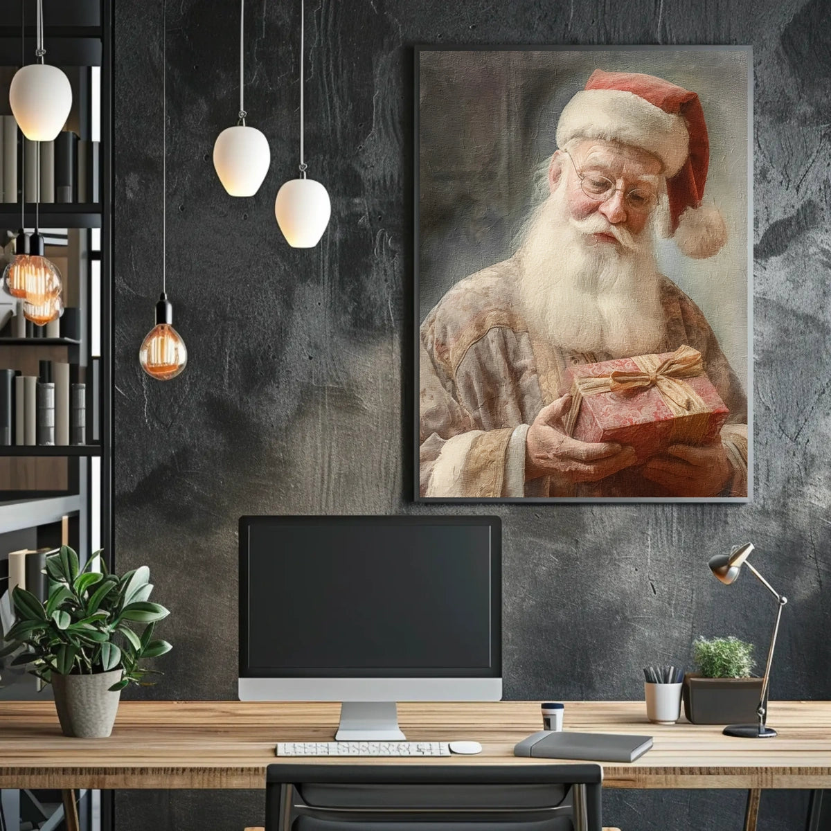 Santa Claus With A Gift Poster