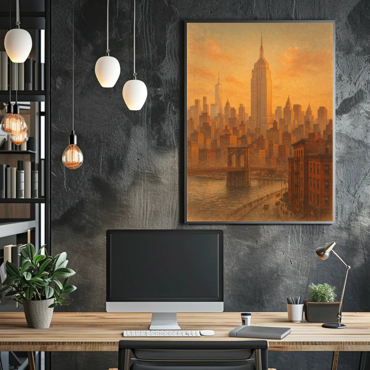 New York City Skyline At Sunset Poster