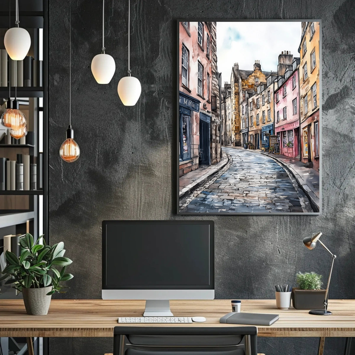 Historic Edinburgh Royal Mile Street Scene UK Poster