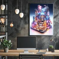Cyberpunk Metropolis Neon Magic Futuristic Sci-Fi Poster