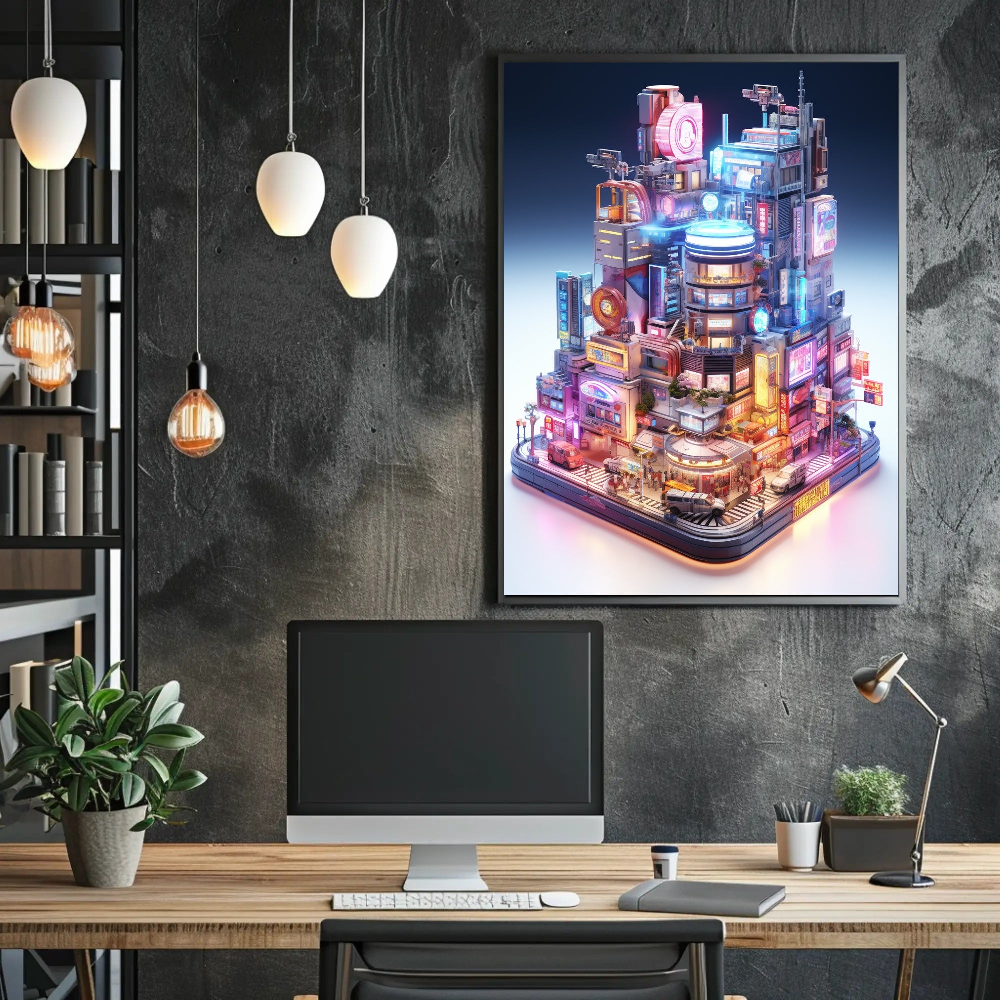 Cyberpunk Metropolis Neon Magic Futuristic Sci-Fi Poster