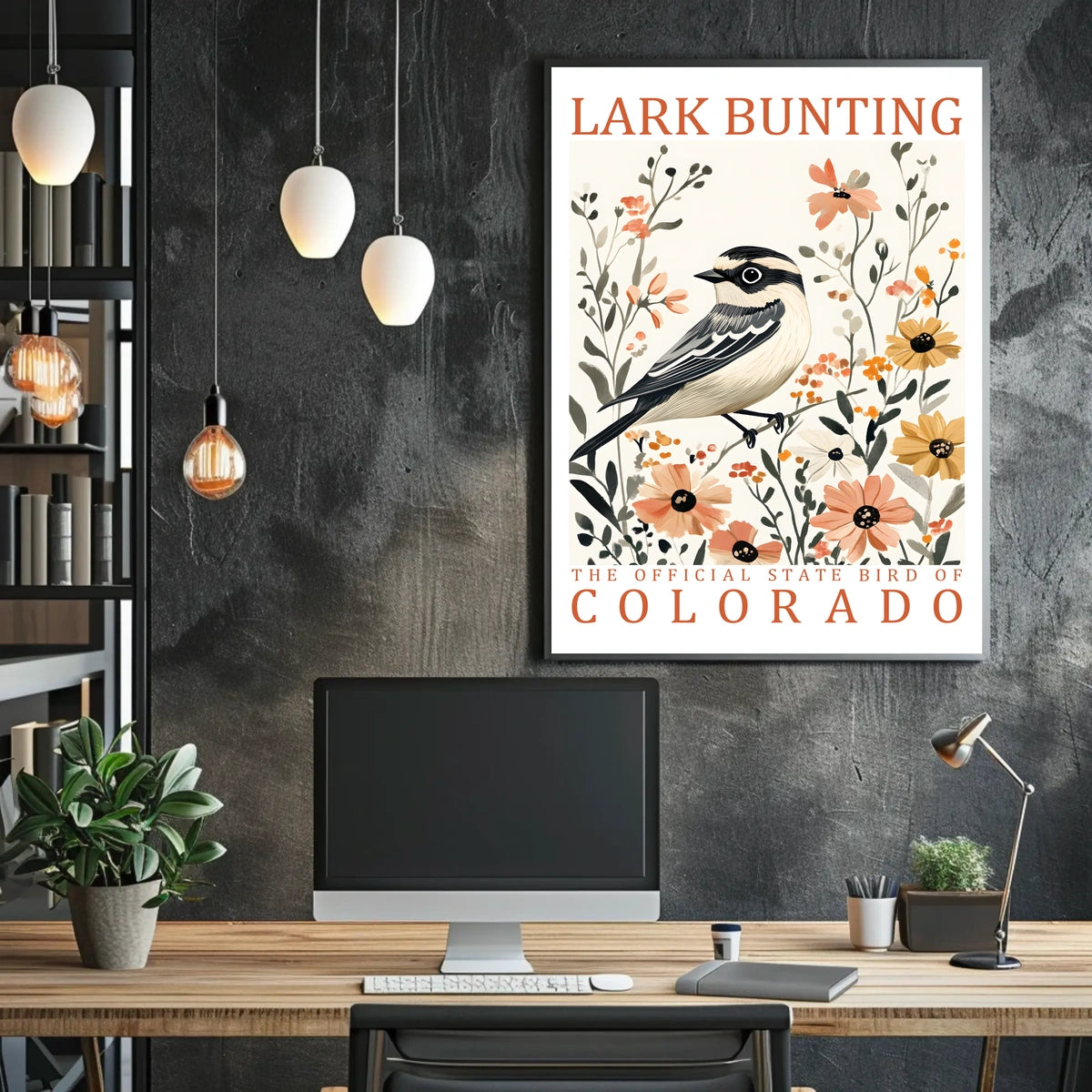 Lark Bunting Elegance: Colorado's State Bird Poster