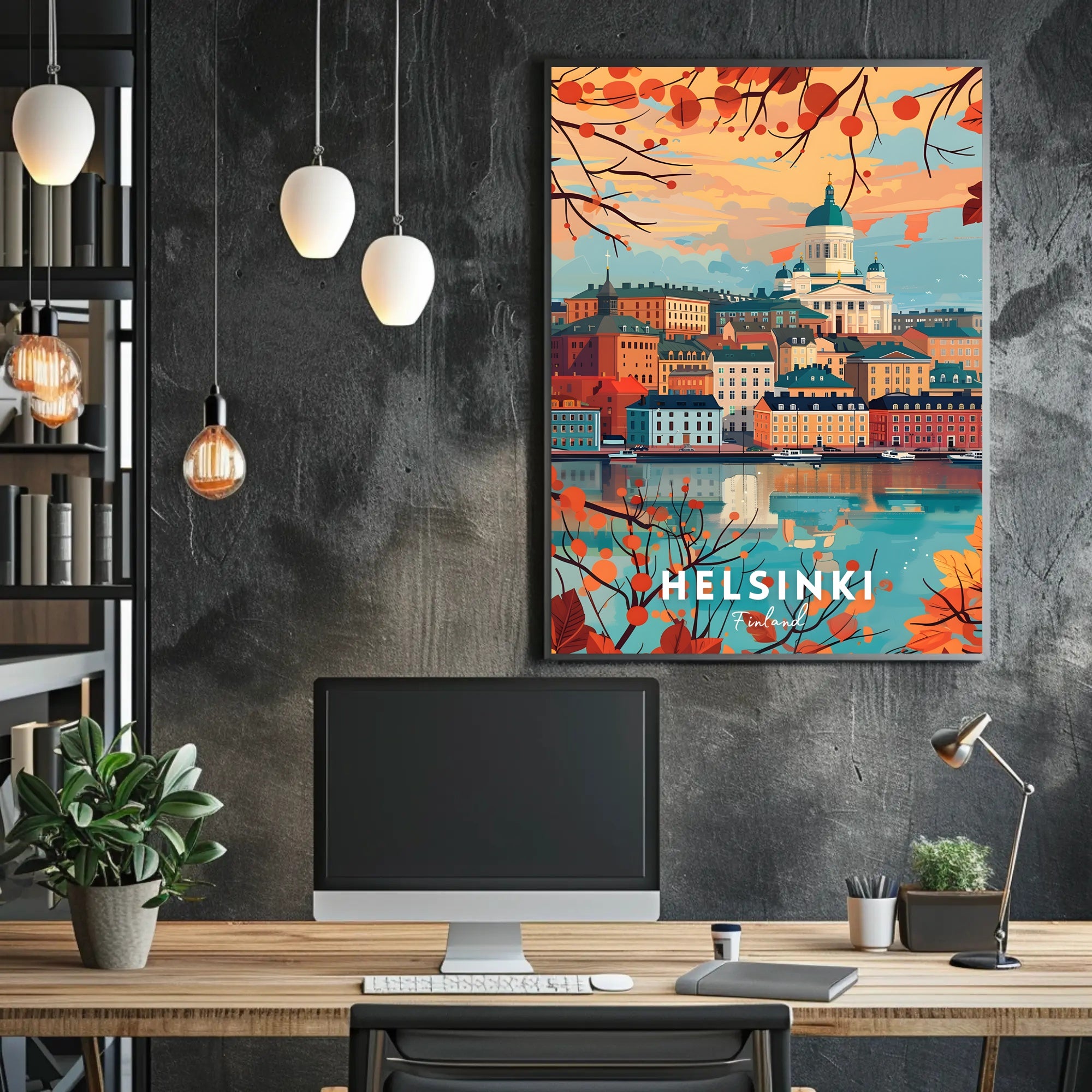 Helsinki Autumn Cityscape: Urban or Cityscape Poster
