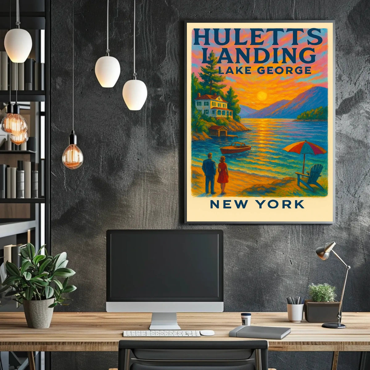 Huletts Landing Sunset Vintage Travel Poster