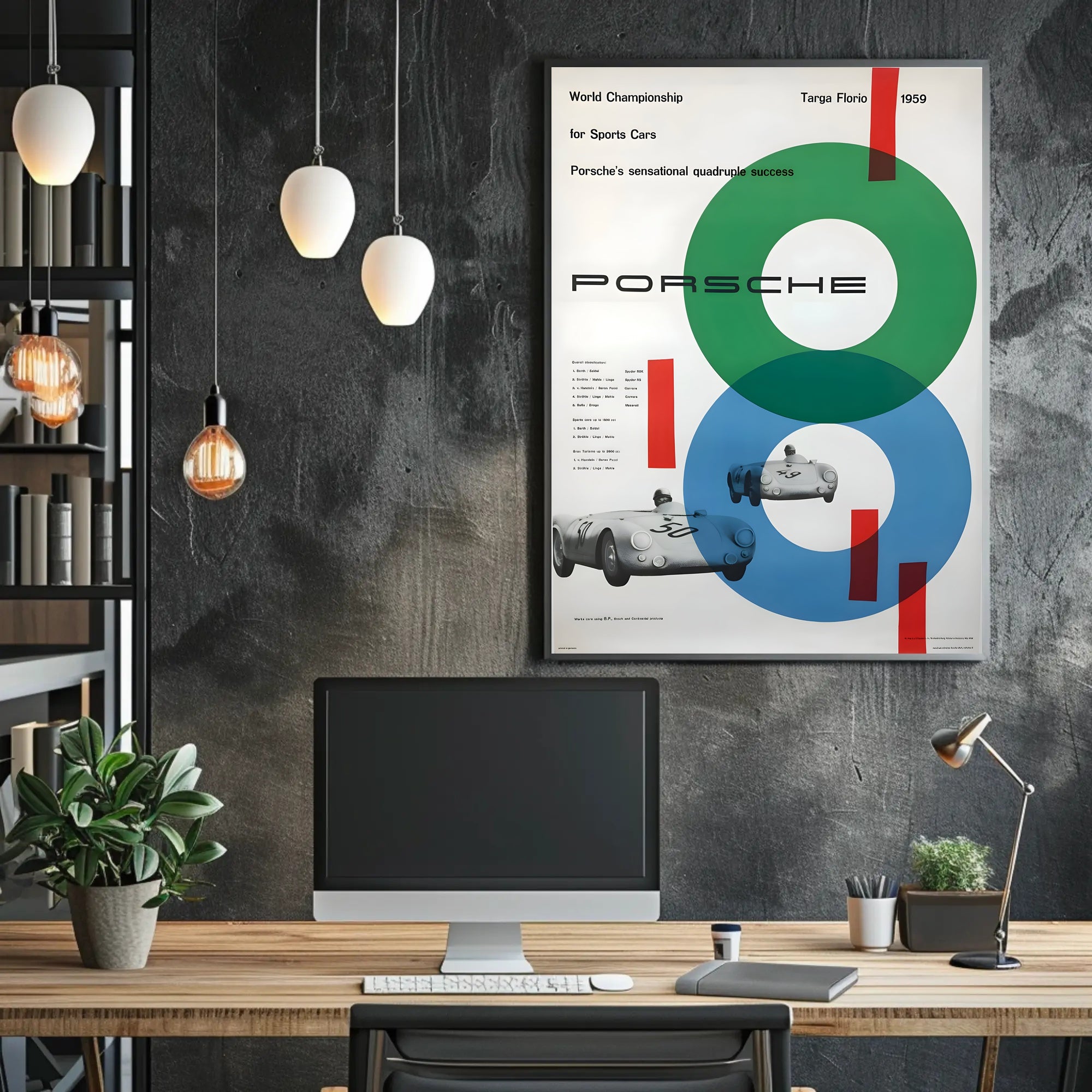 Porsche's Quadruple Success at Targa Florio 1959 Poster