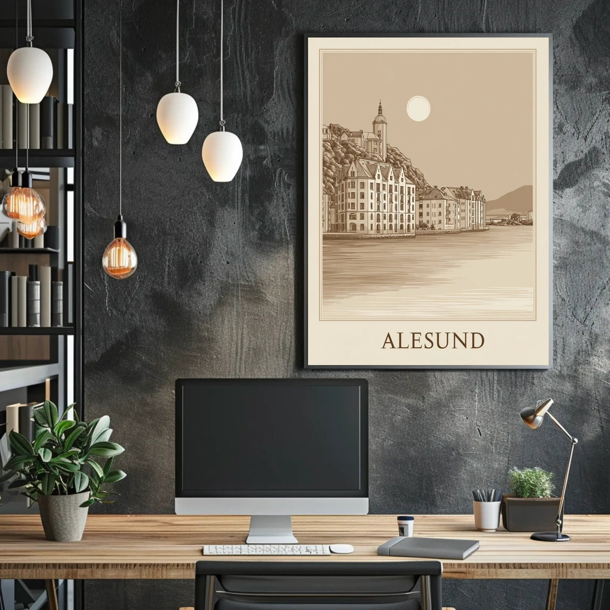 Alesund Scenic Coastal Town Poster