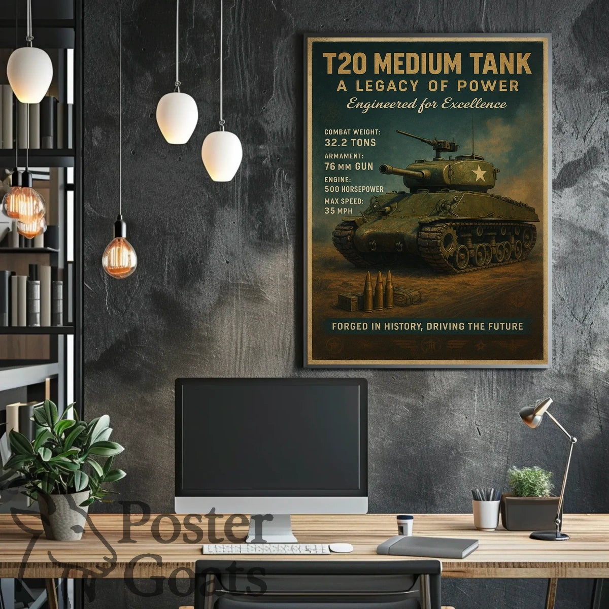 T20 Medium Tank Vintage Military Recruitment Poster