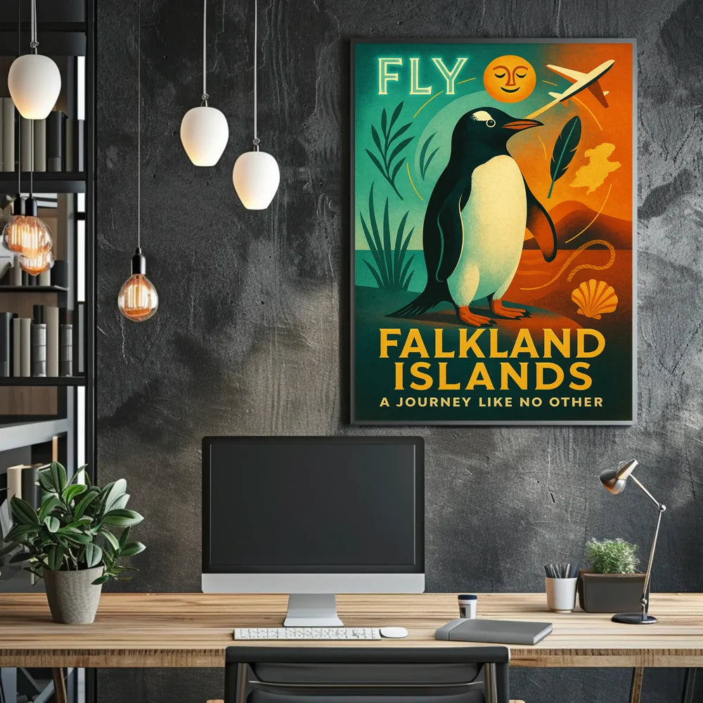 Fly to Falkland Islands Adventure Travel Poster PosterGoat