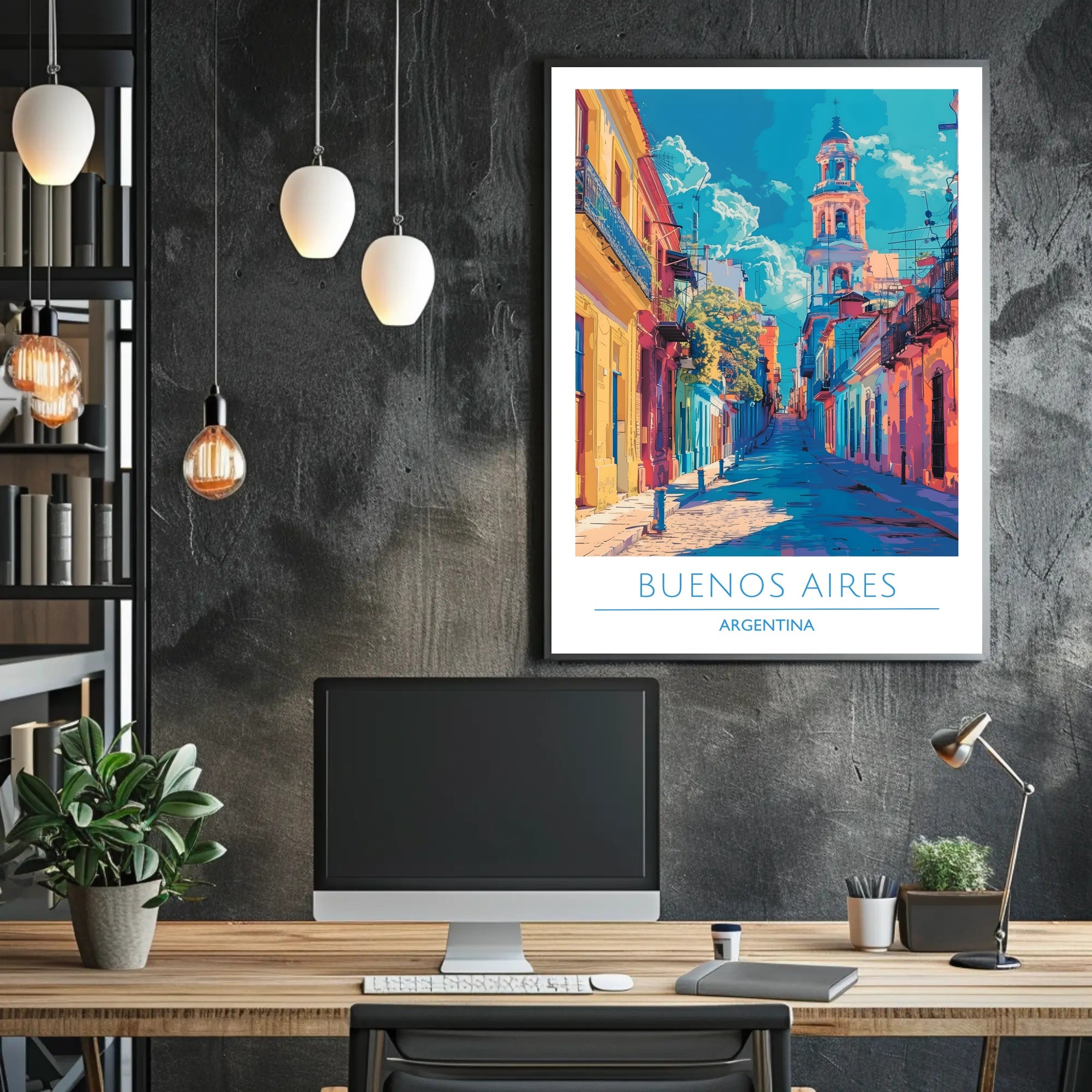 Vibrant Buenos Aires Urban Scene Impressionistic Urban or Cityscape Poster