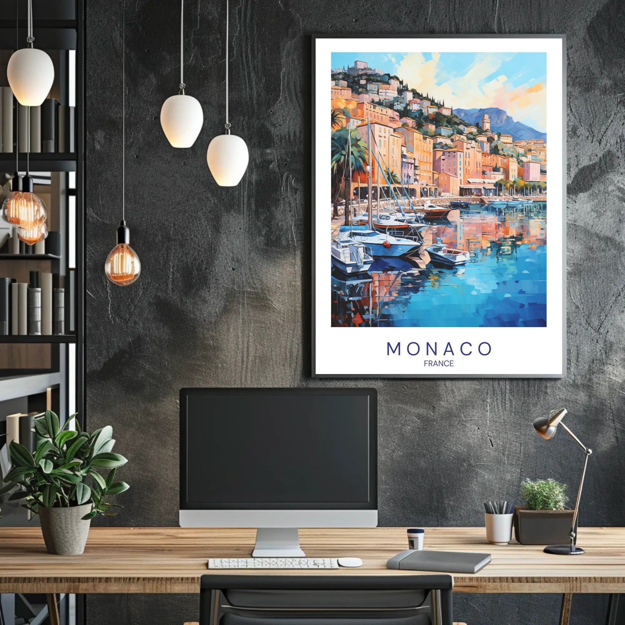 Coastal Charm of Monaco Poster PosterGoat