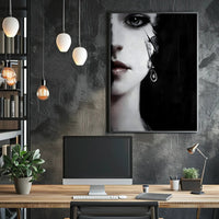Striking Surreal Portrait Black & White Artistic Poster PosterGoat