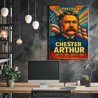 Chester A. Arthur 21st President of the United States Colorful Comic Book Style Poster