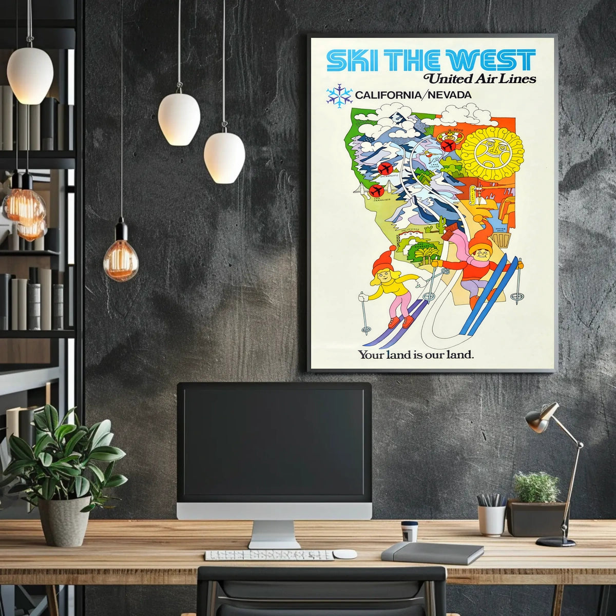 Ski The West United Air Lines Poster