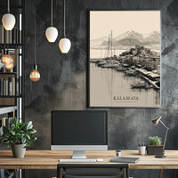 Kalamata Harbor Sketch Poster
