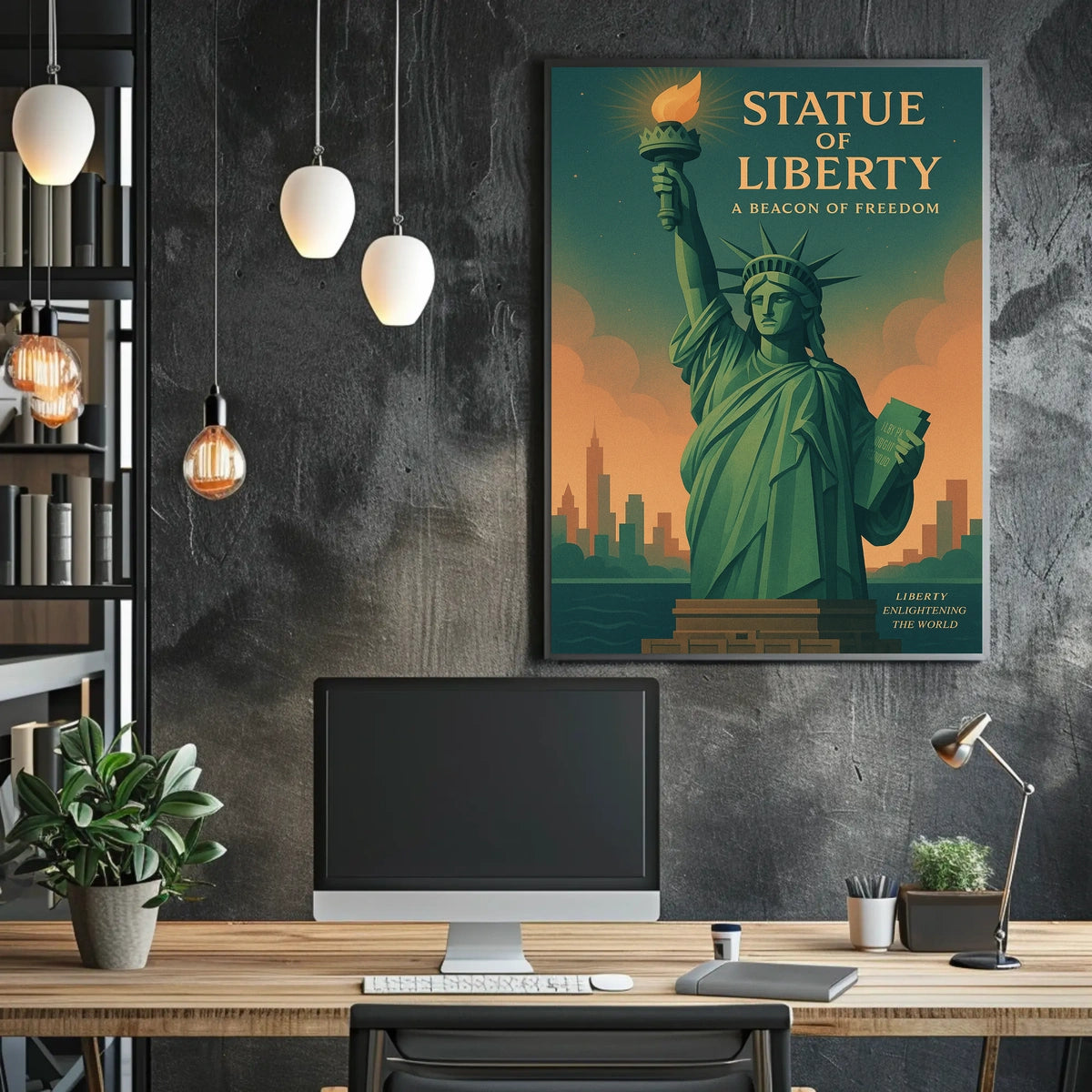 Statue Of Liberty National Monument Poster Vintage Wall Art