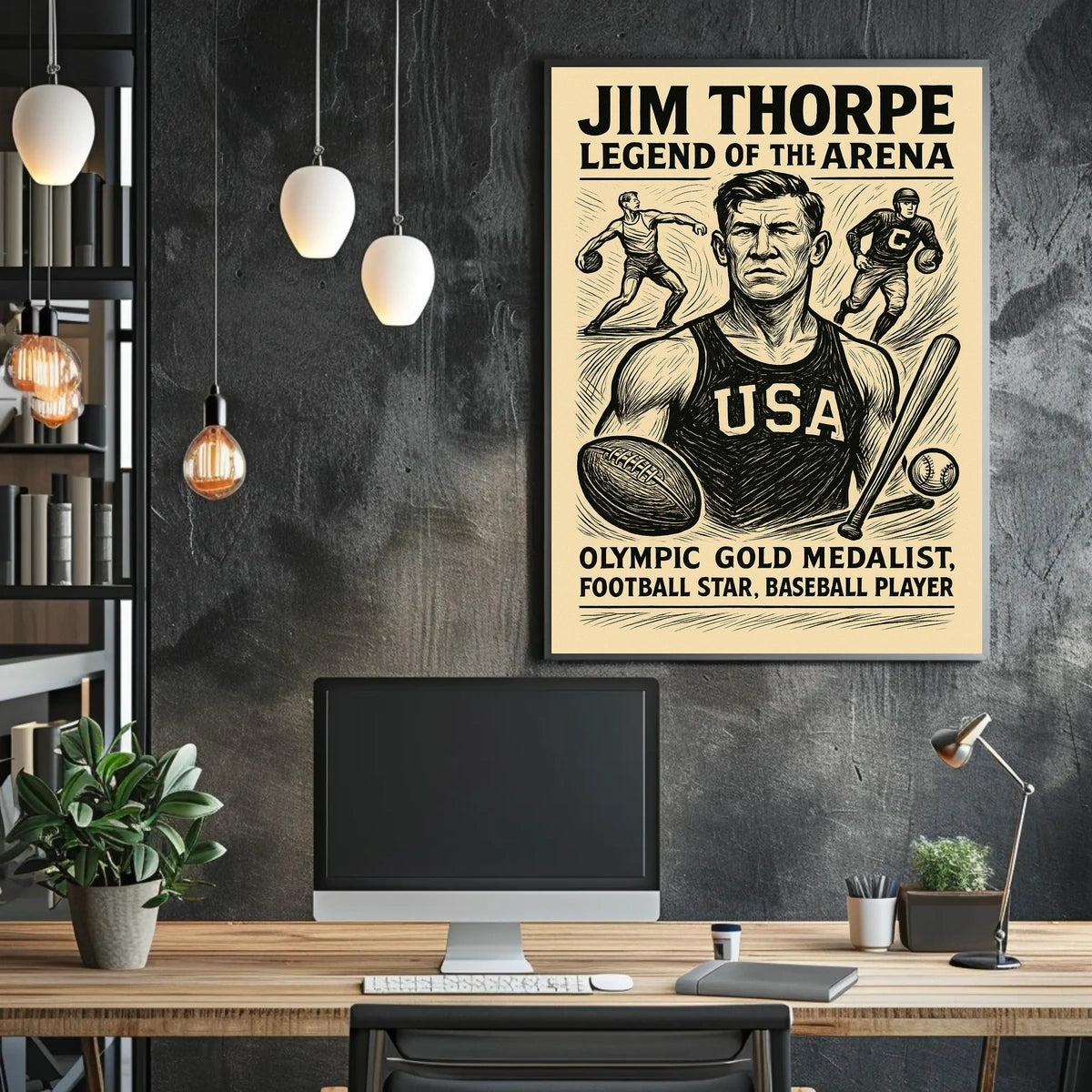 Jim Thorpe Iconic Sports Legend Poster