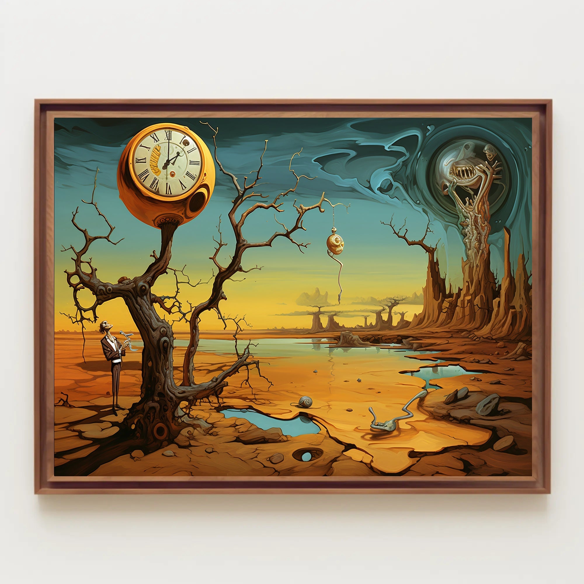 Surreal Time Distortion Scene Artistic Poster