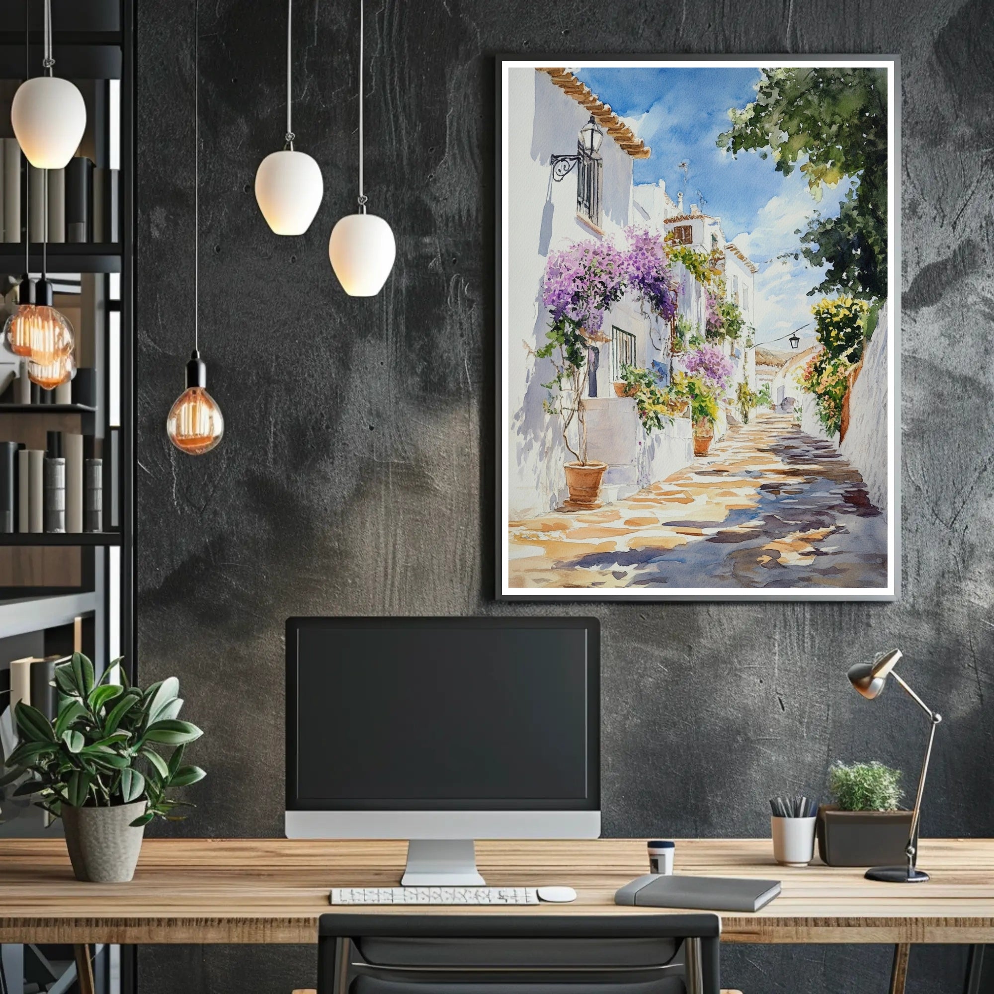 Serene Mediterranean Alley Poster PosterGoat