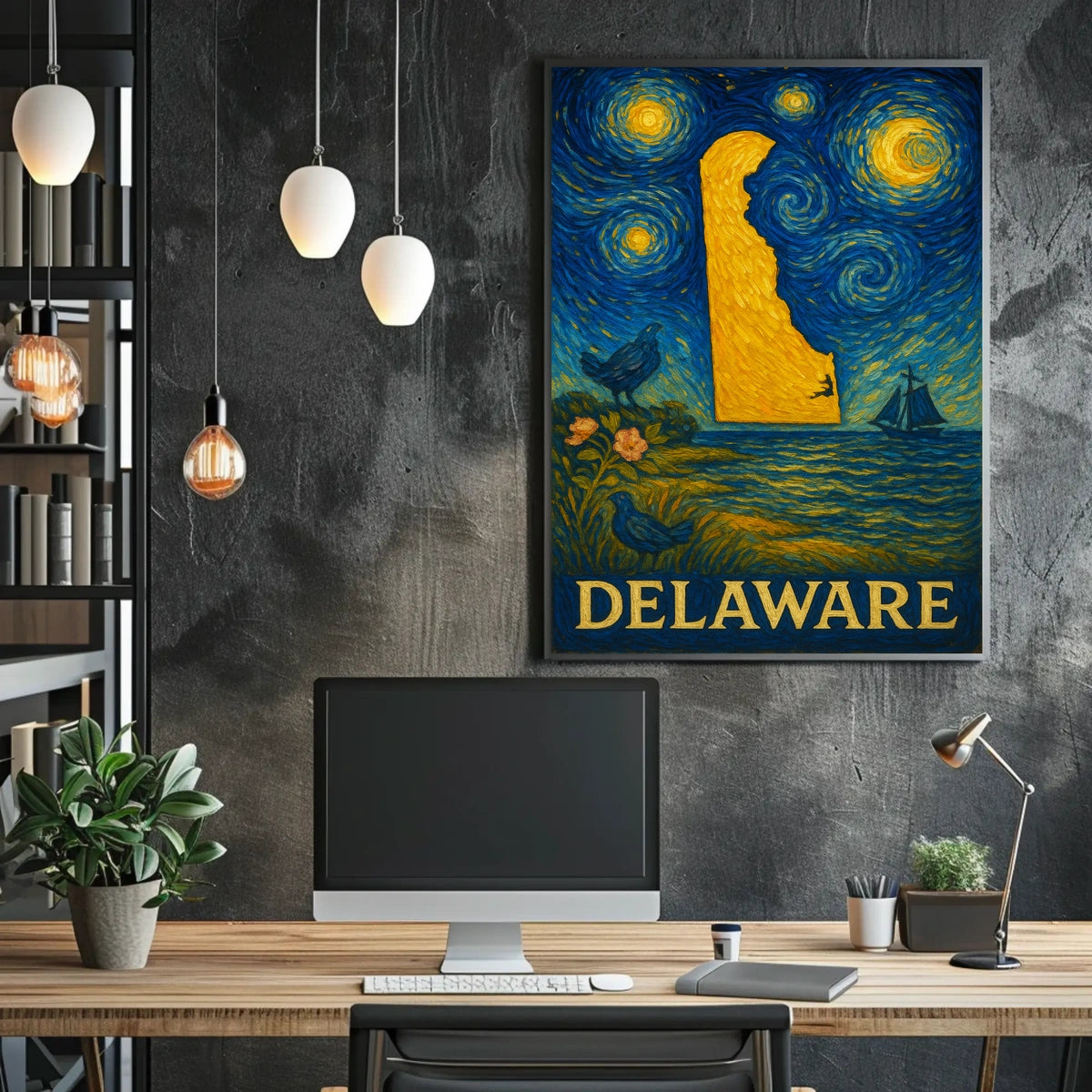 Delaware's Artistic Nightscape Travel Poster