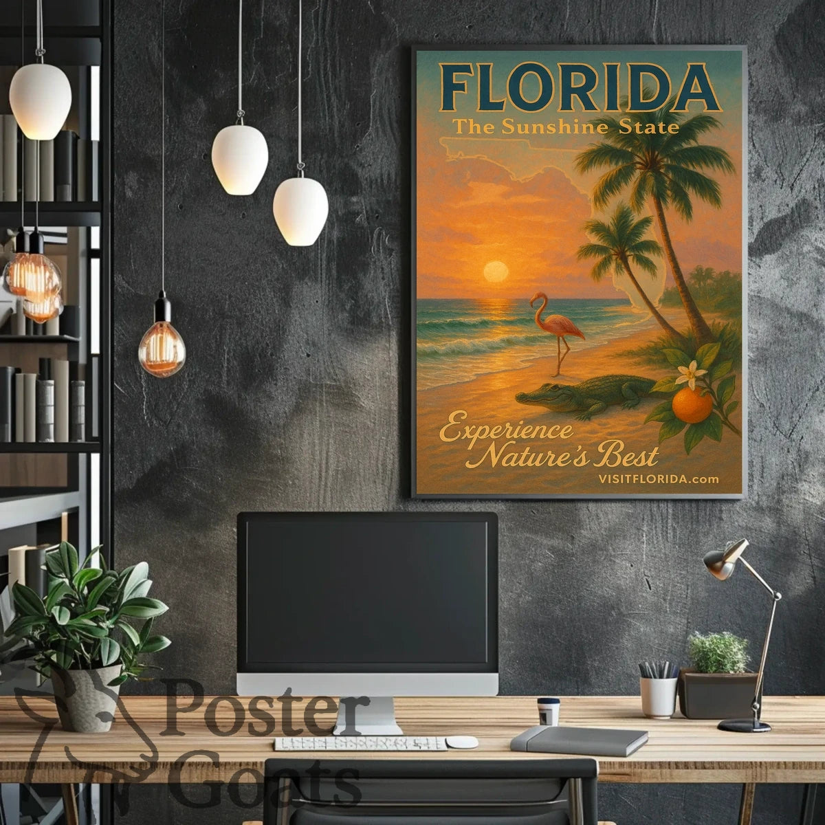 Florida Sunset: Vintage Travel Poster