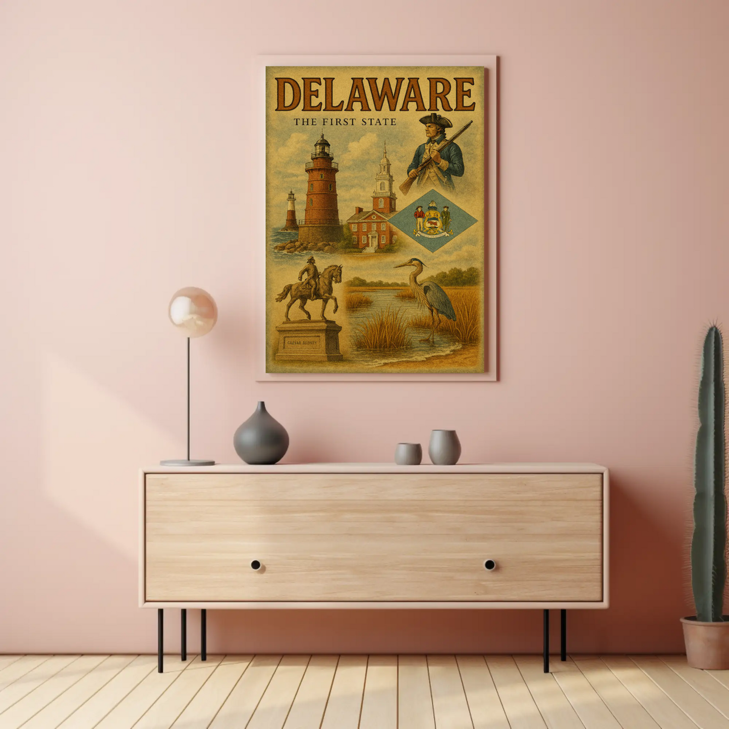 Delaware Founding History Colonial Heritage Travel Poster
