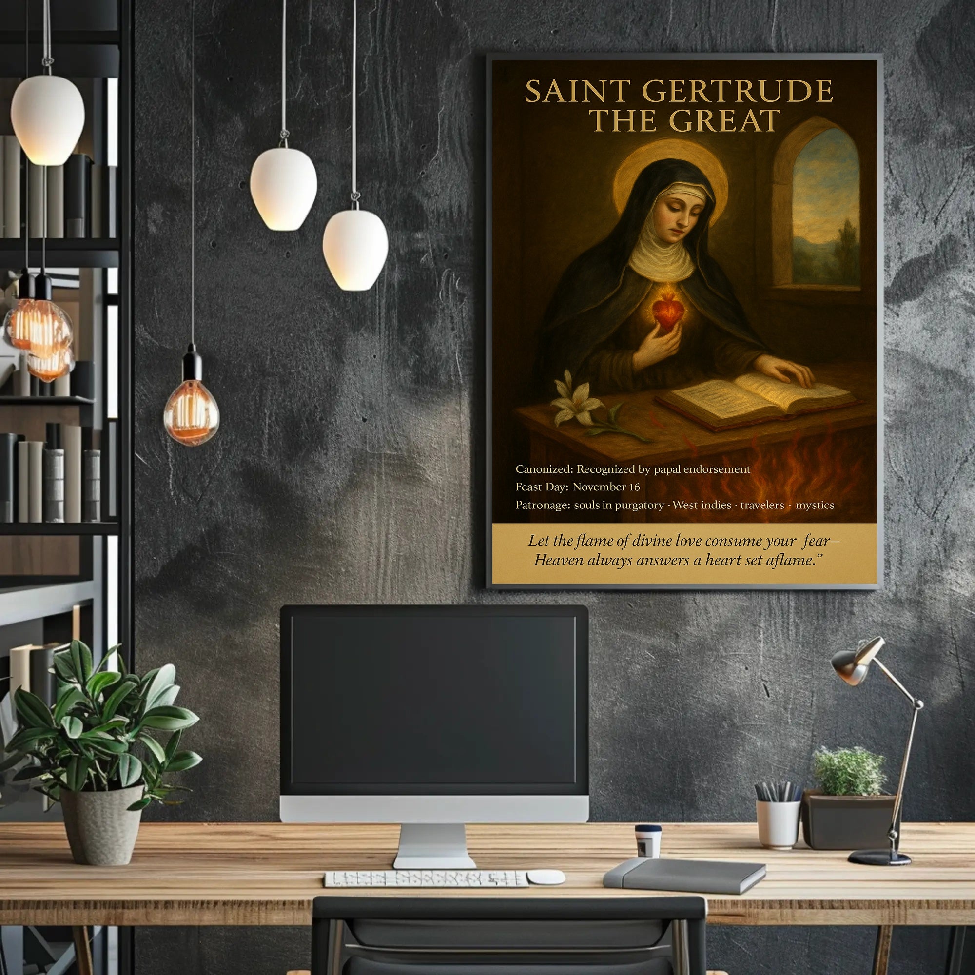 Saint Gertrude the Great Religious Heritage Poster