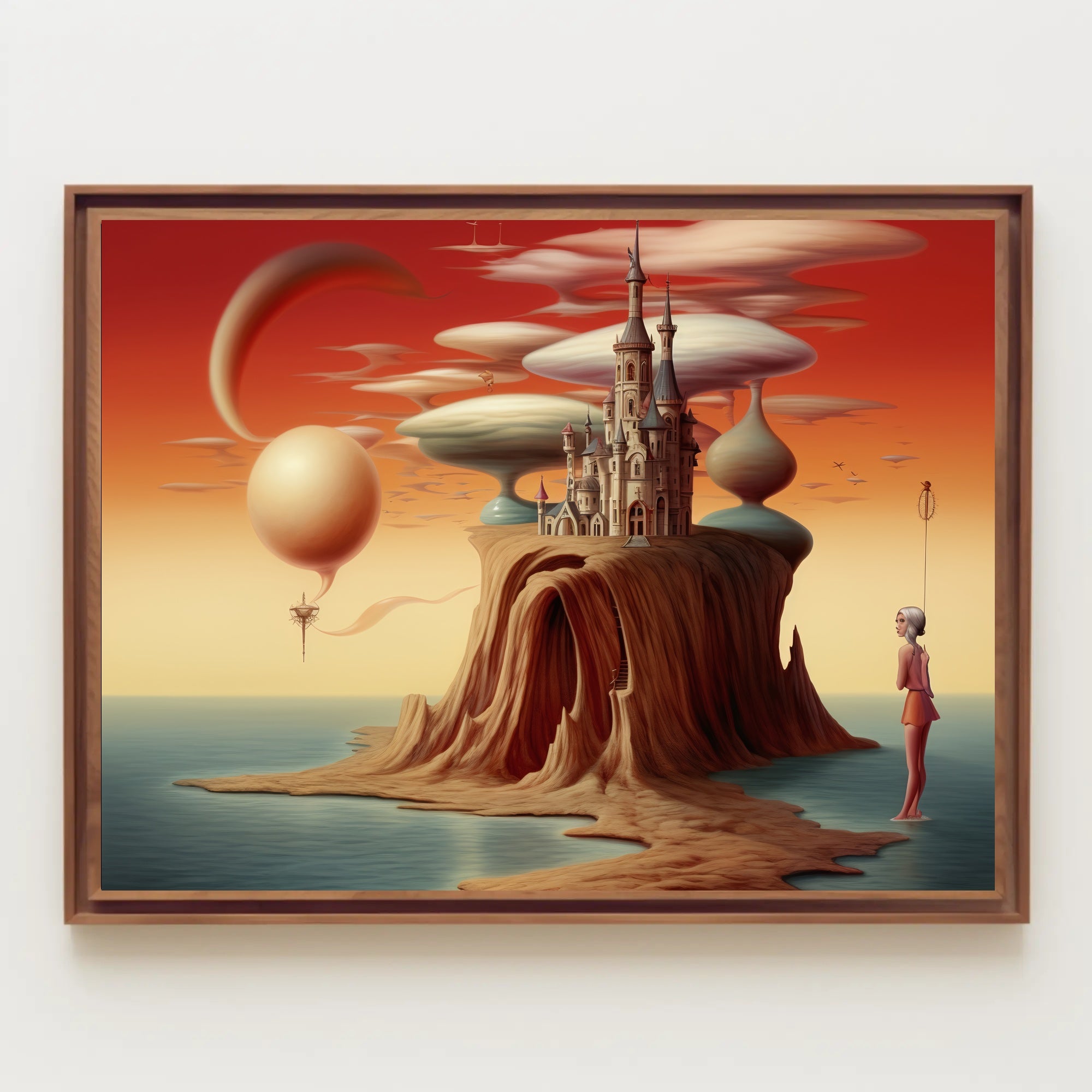 Whimsical Castle Fantasy Scene Surreal Art Poster