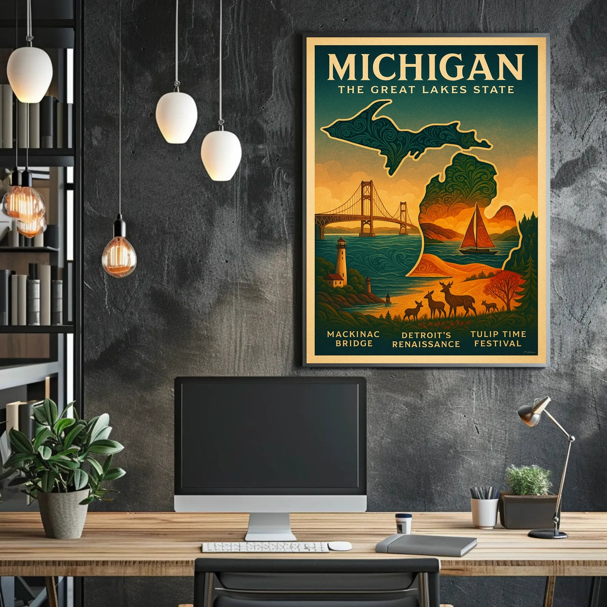 Discover Michigan The Great Lakes State Poster
