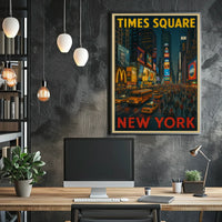 Times Square New York Poster Modern City Lights Wall Art