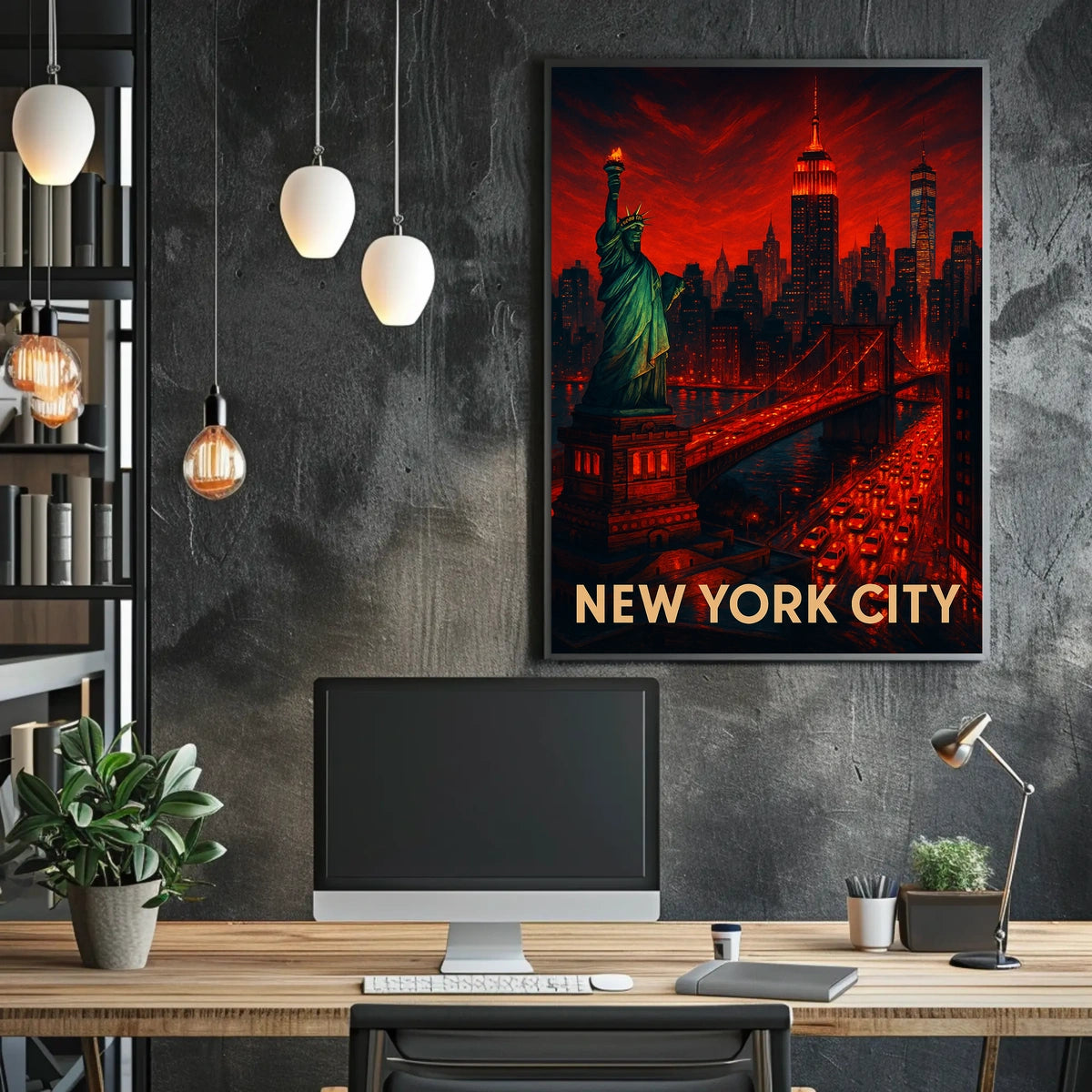 New York City Vibrant Landmarks Poster Modern Wall Art