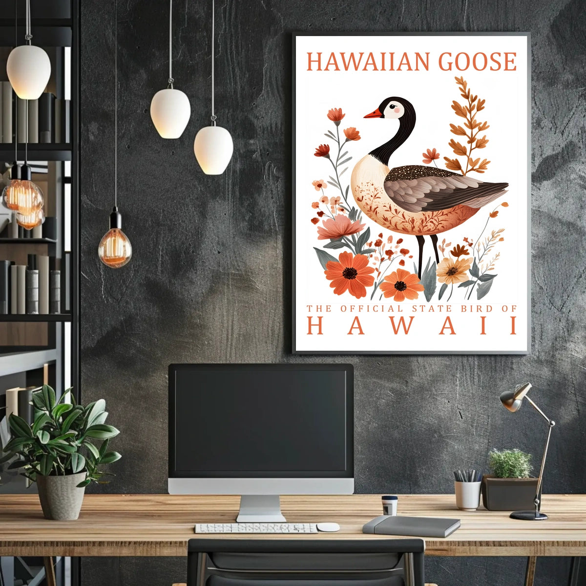 The poster features an illustrated depiction of the Hawaiian Goose, also known as Poster