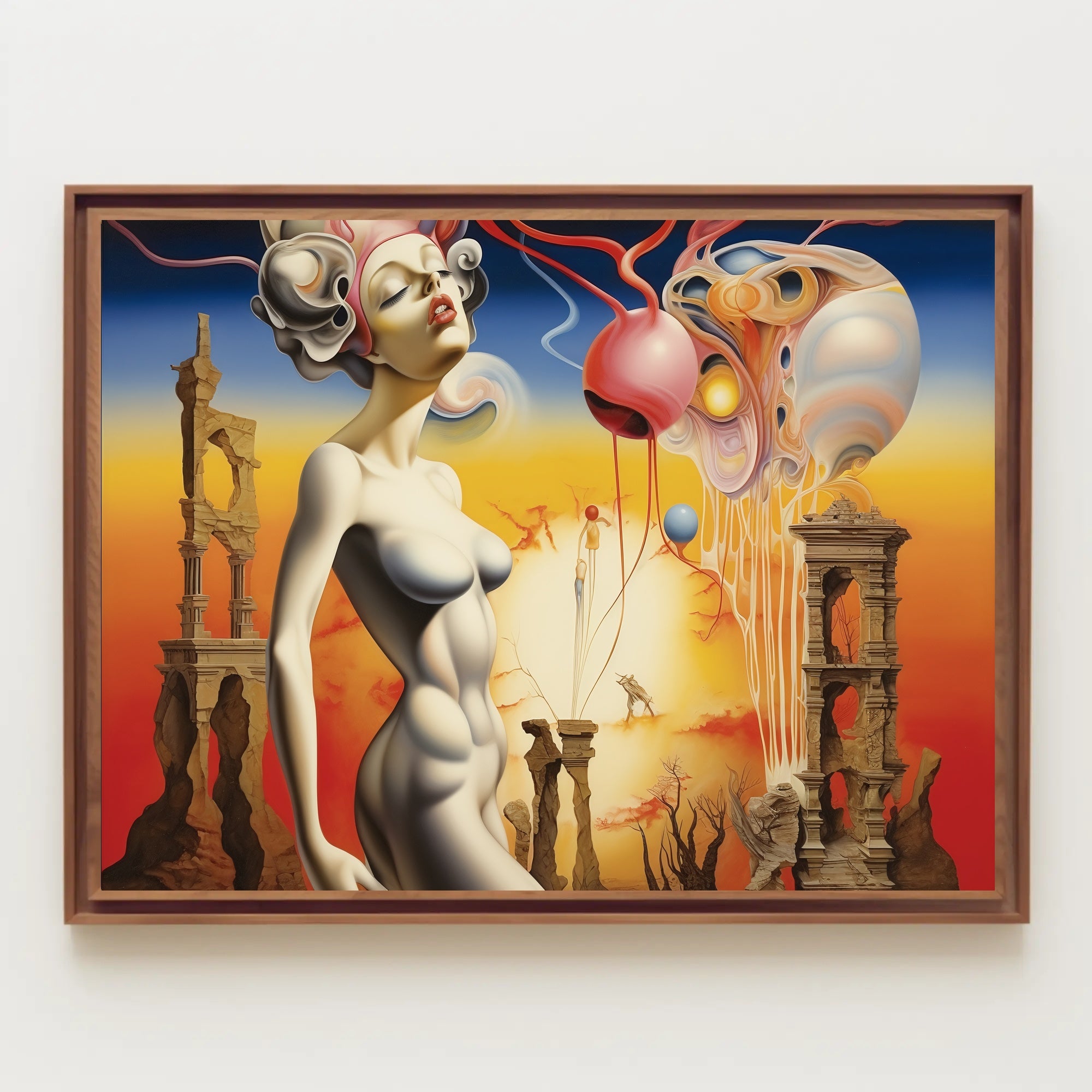 Surreal Dreamscape with Futuristic Figure - Abstract or Artistic Poster