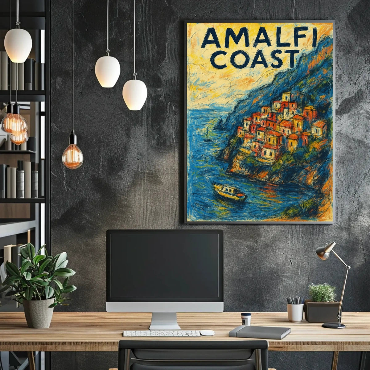 Amalfi Coast Poster Wall Art 18x24 Travel Decor Coastal View