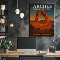 Arches National Park Sunset Vintage National Park Poster