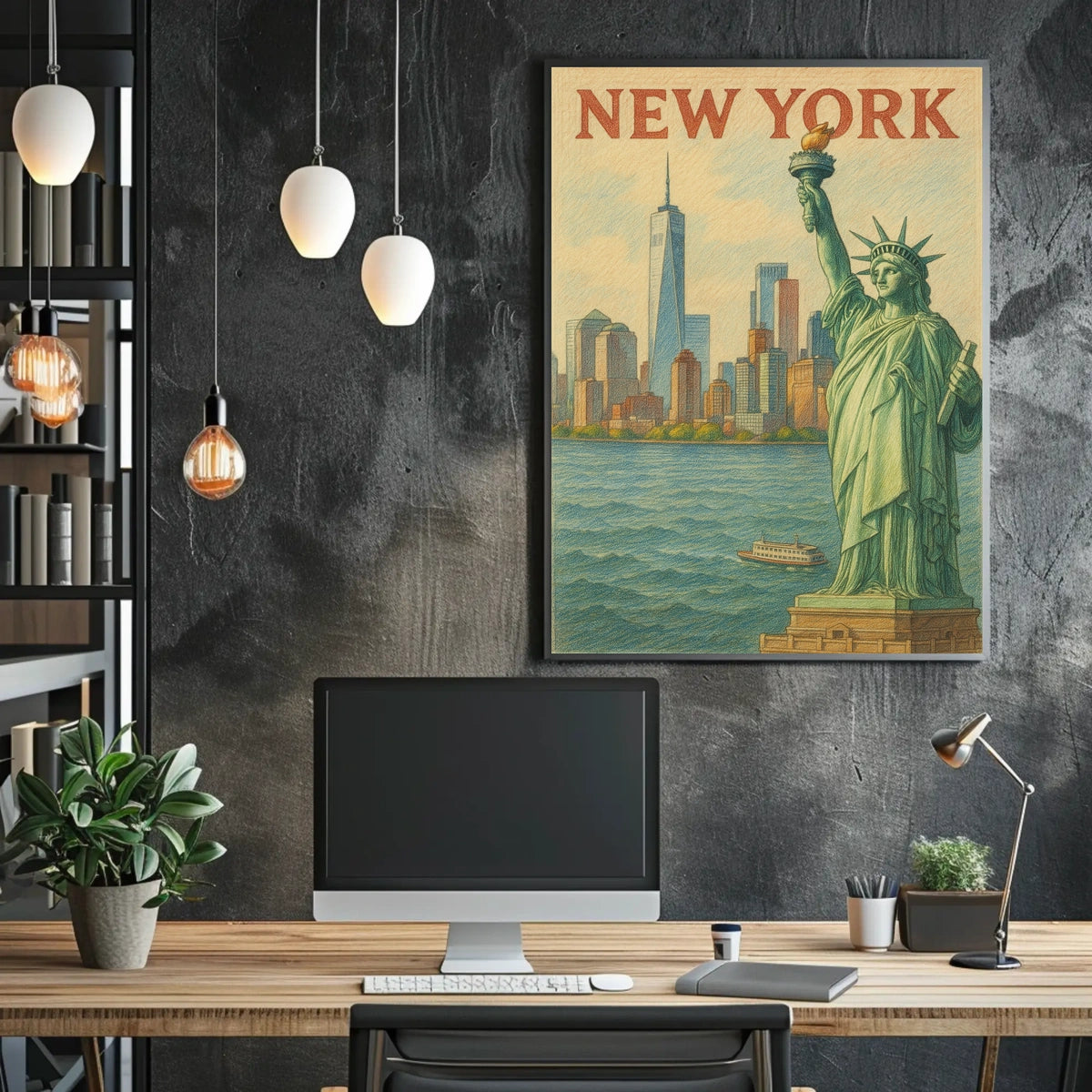 New York Cityscape Poster Urban Wall Art 18x24 Inches