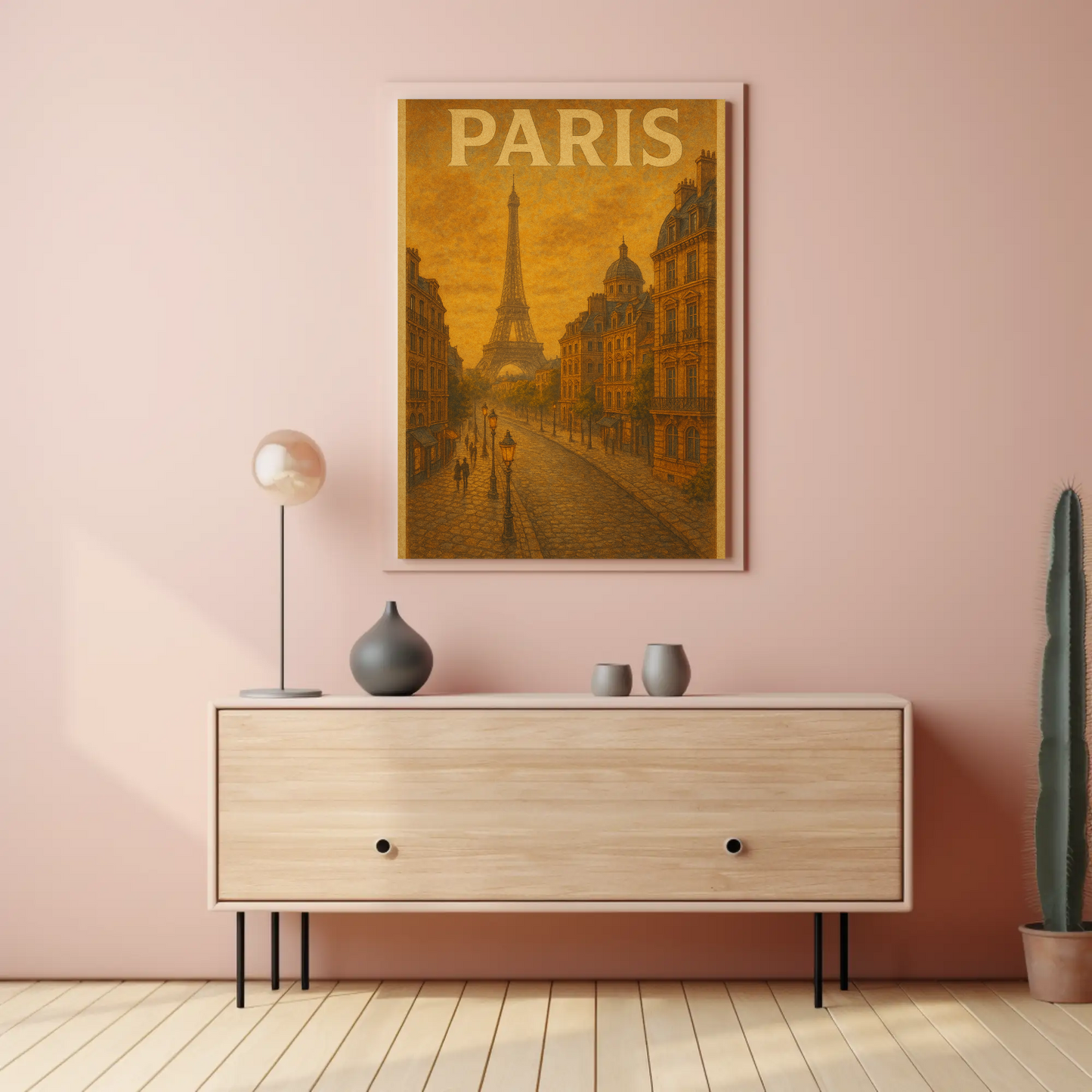 Paris Eiffel Tower Vintage Evening Poster