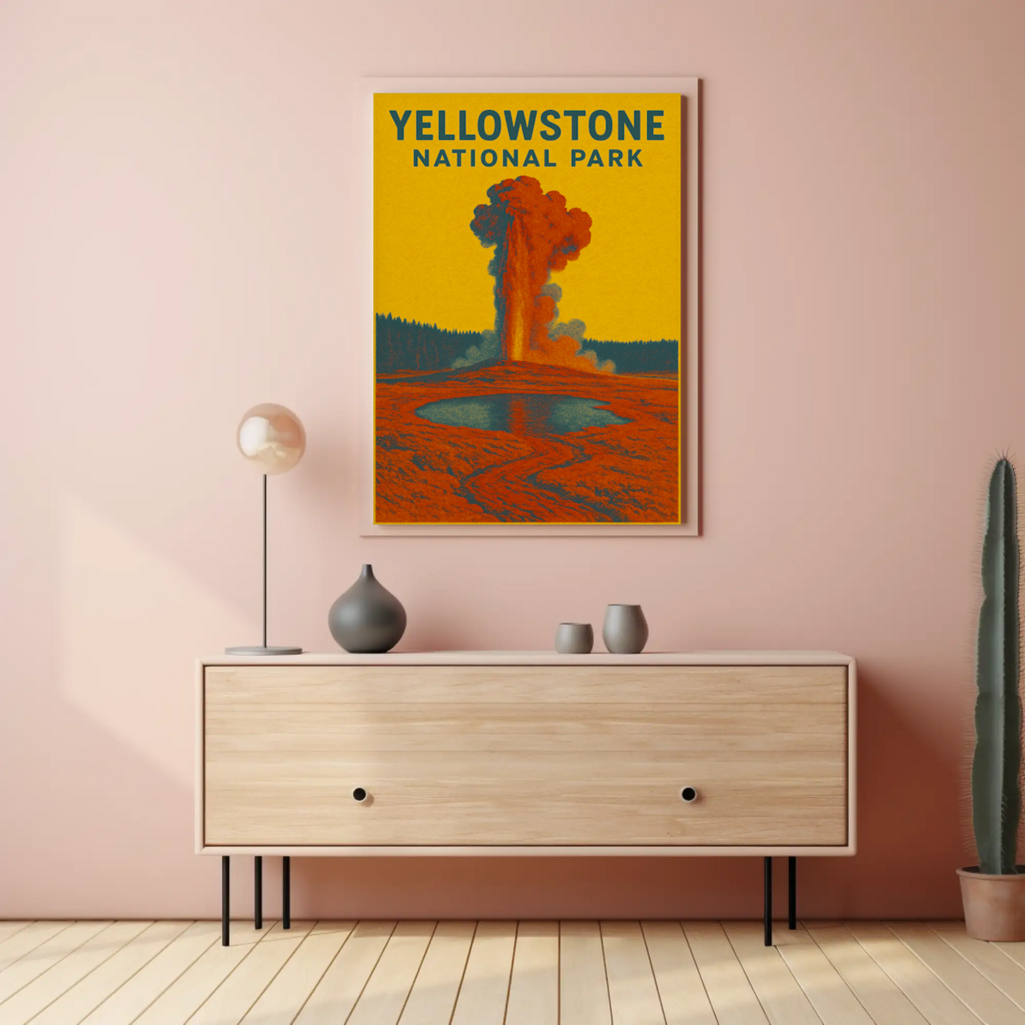 Yellowstone's Majestic Eruption Vintage Travel Poster