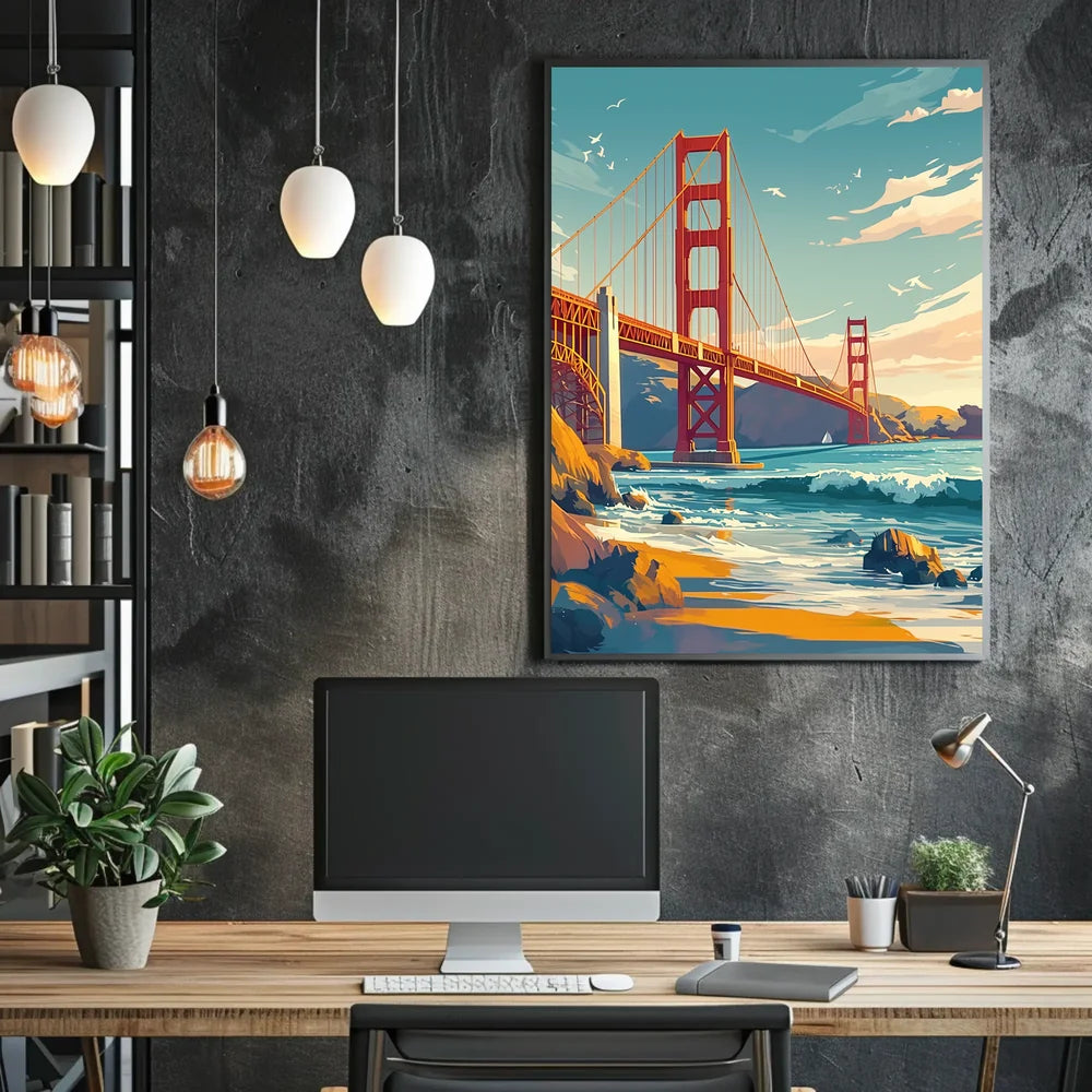 Golden Gate Bridge Vibrant Modern Art Poster