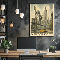 New York City Iconic Skyline Poster Vintage Wall Art