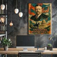 Theodore Roosevelt 26th President of the United States Layered Digital Collage Poster