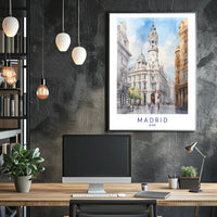 Madrid's Historic Building Watercolor Travel Poster PosterGoat