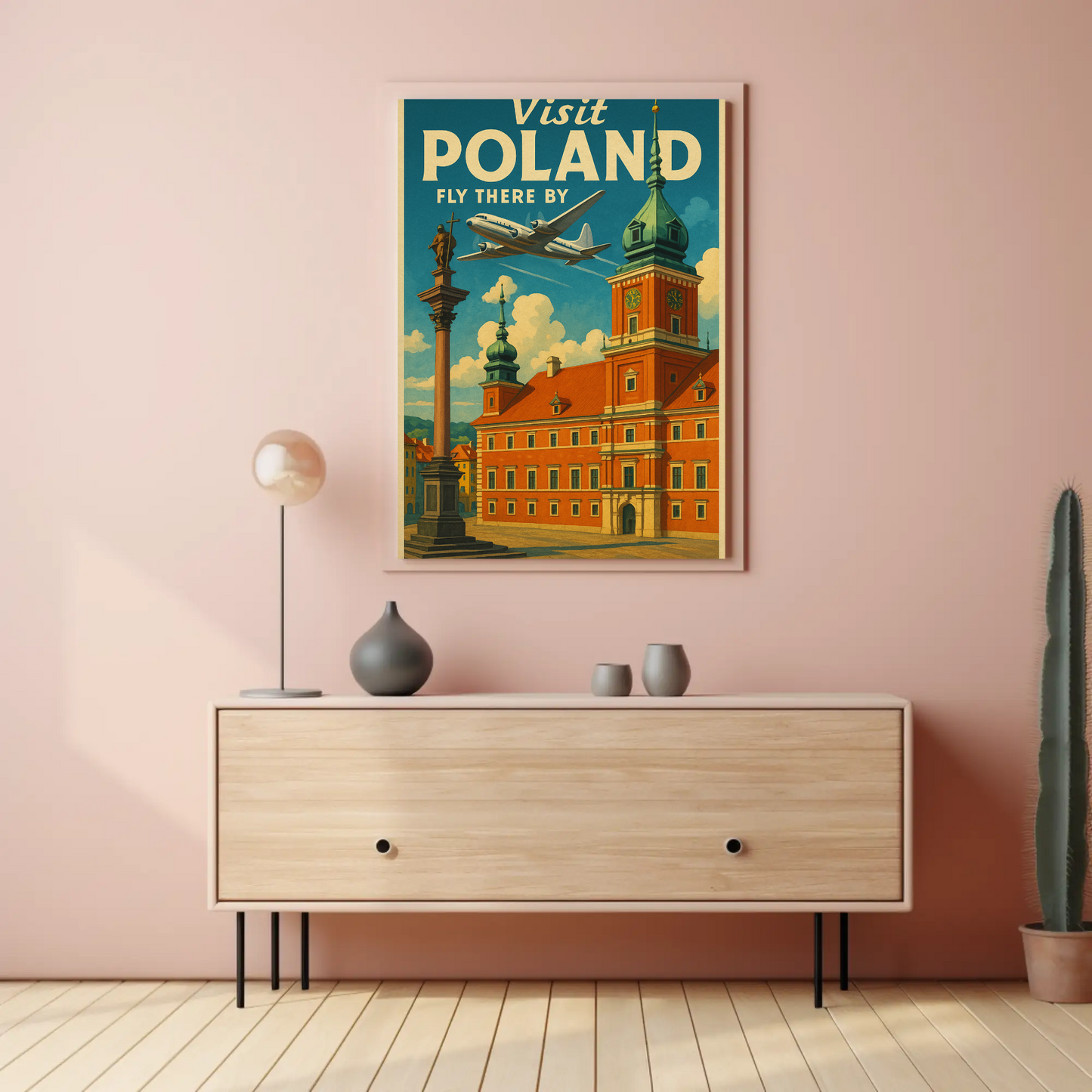 Visit Poland Historic Castle Flight Travel Poster