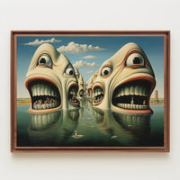 Surreal Faces in Water Abstract Artistic Poster