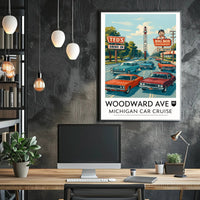Woodward Ave Michigan Car Cruise Poster