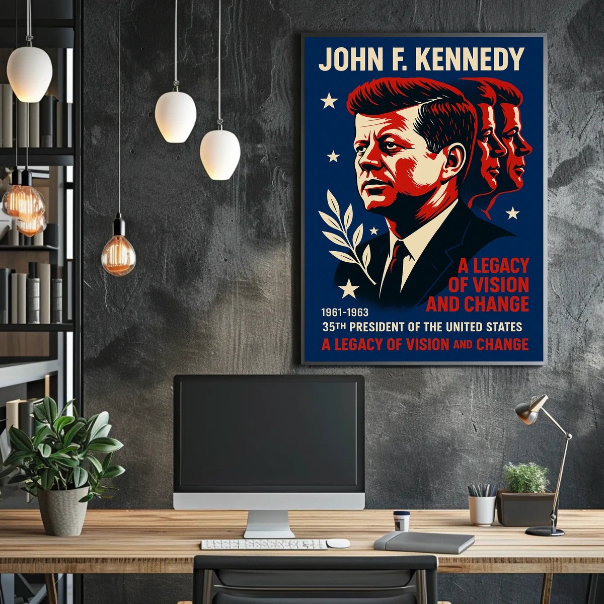 JFK Patriotic Legacy Vintage Art Poster Print