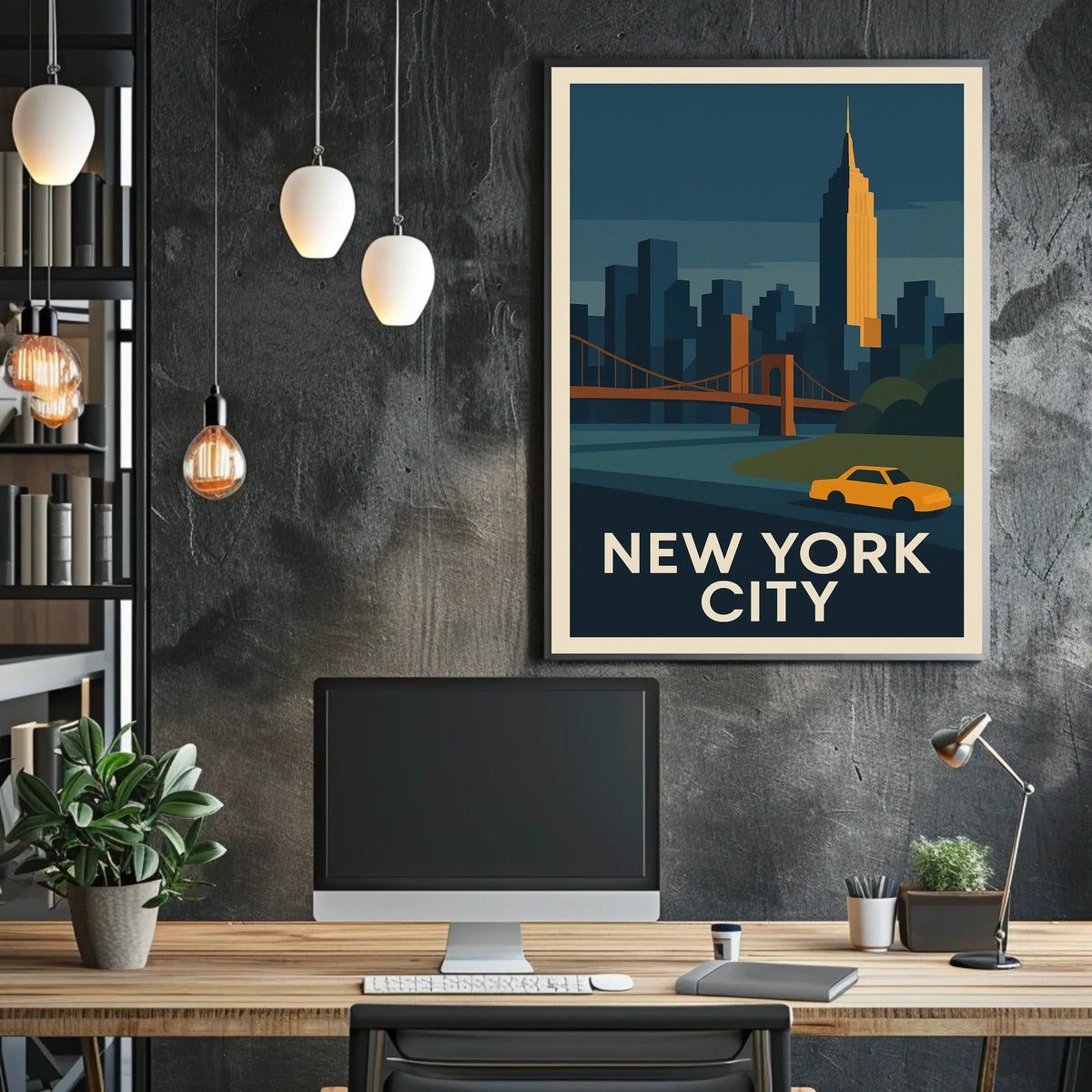 New York City Poster Modern Travel Iconic Bold Wall Art