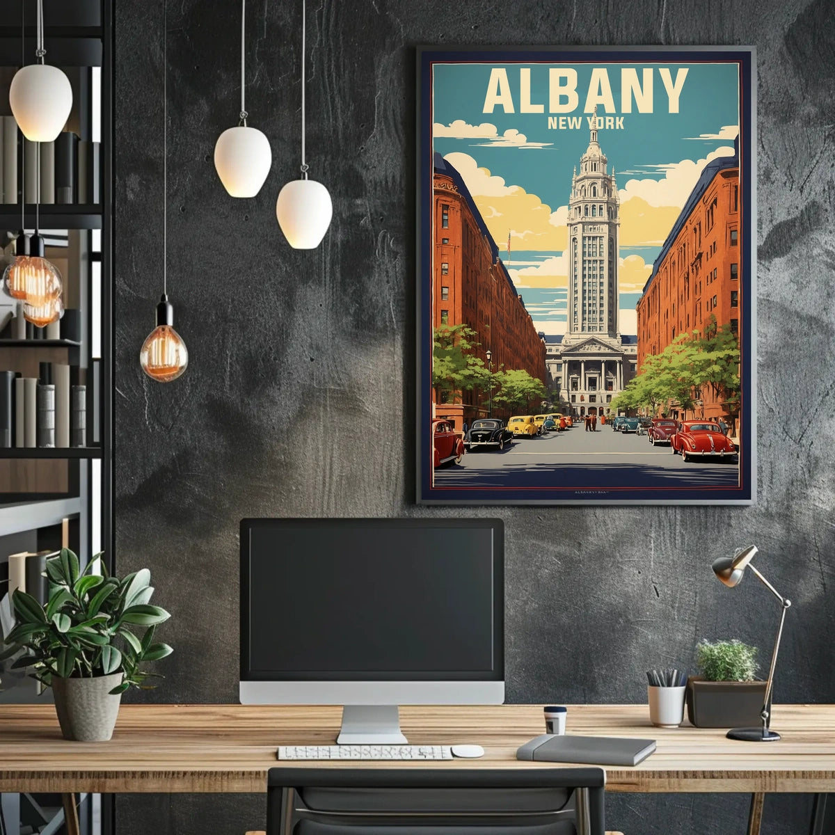 Albany Poster Vintage Cityscape Urban Historic Wall Art