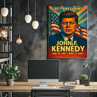 John F. Kennedy 35th President of the United States Colorful Comic Book Style Poster