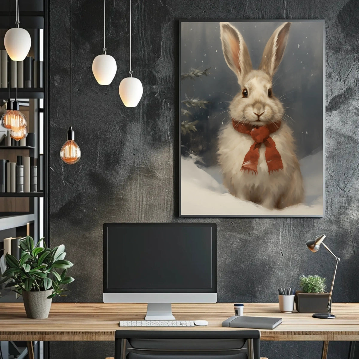Winter Bunny Portrait Poster
